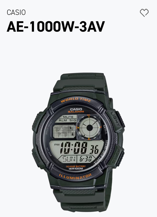 ساعت مچی دیجیتال کاسیو CASIO AE-1000W-3AV اصل باتری 10 ساله